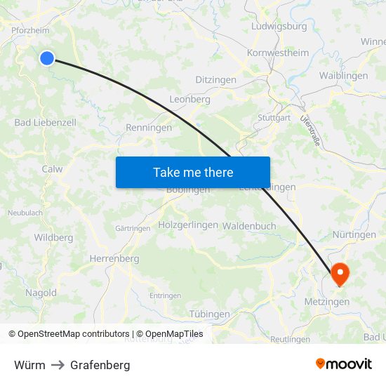 Würm to Grafenberg map