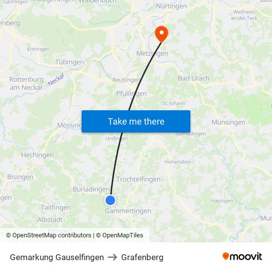 Gemarkung Gauselfingen to Grafenberg map