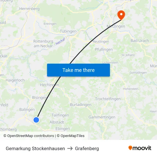 Gemarkung Stockenhausen to Grafenberg map