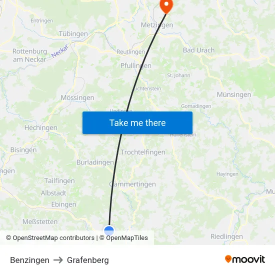 Benzingen to Grafenberg map