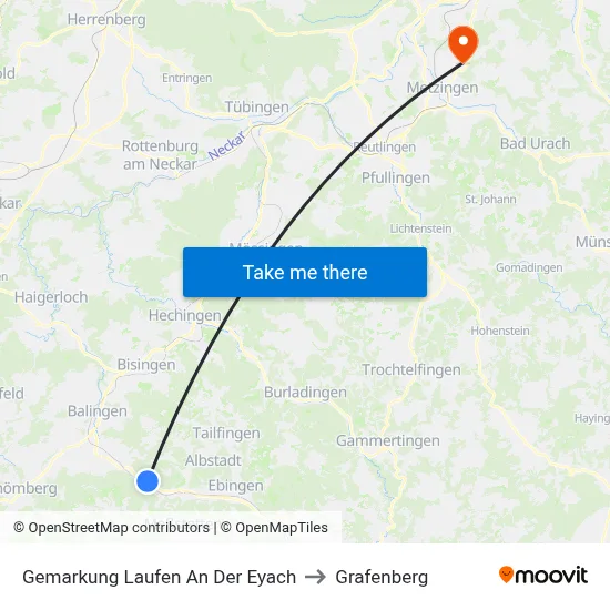 Gemarkung Laufen An Der Eyach to Grafenberg map