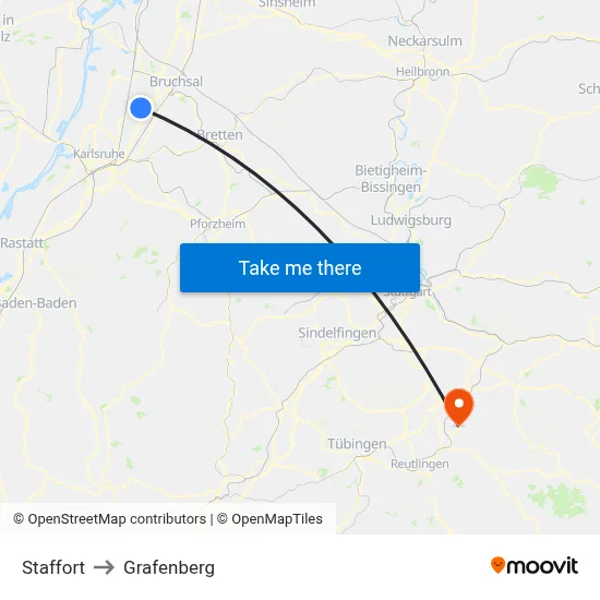 Staffort to Grafenberg map