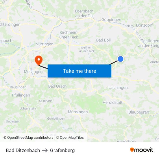 Bad Ditzenbach to Grafenberg map