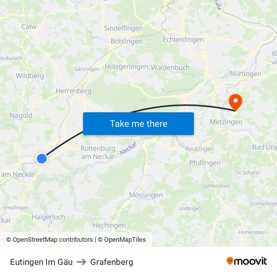 Eutingen Im Gäu to Grafenberg map