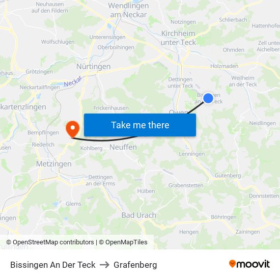 Bissingen An Der Teck to Grafenberg map