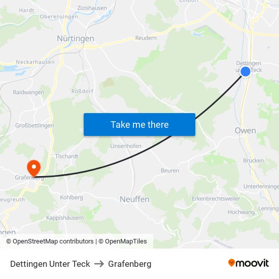 Dettingen Unter Teck to Grafenberg map