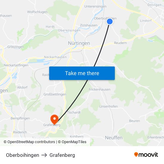 Oberboihingen to Grafenberg map