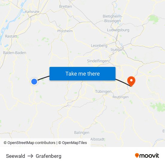 Seewald to Grafenberg map