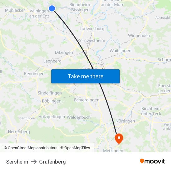 Sersheim to Grafenberg map