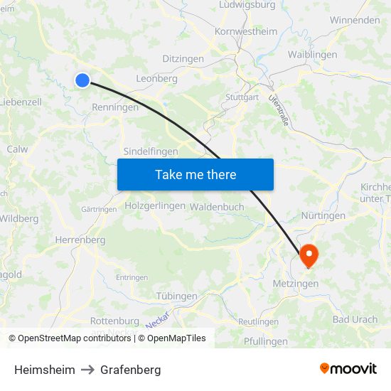 Heimsheim to Grafenberg map
