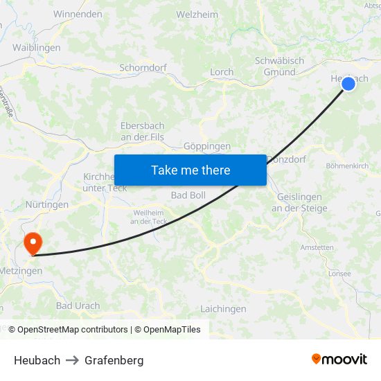 Heubach to Grafenberg map