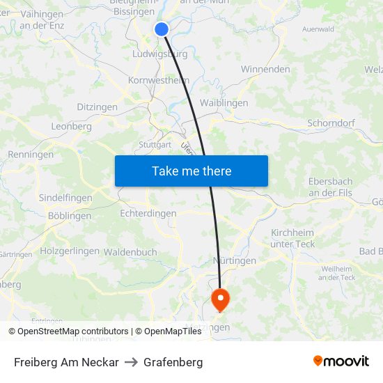 Freiberg Am Neckar to Grafenberg map