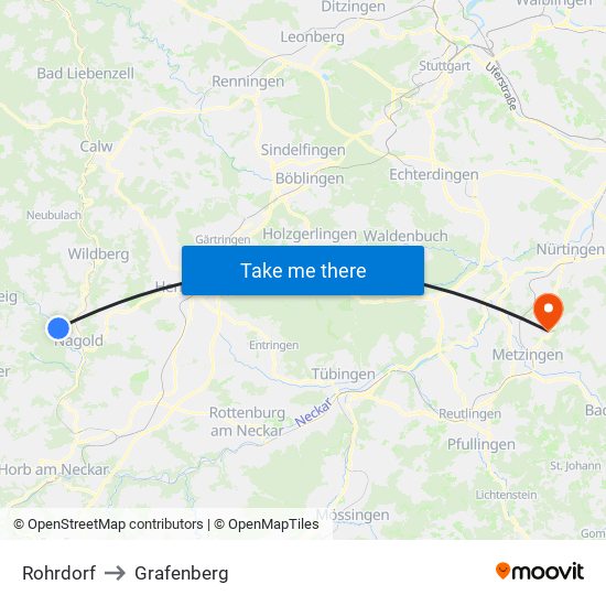 Rohrdorf to Grafenberg map