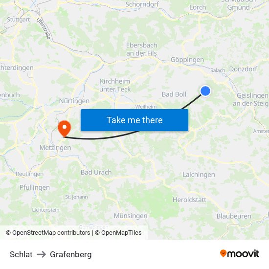 Schlat to Grafenberg map