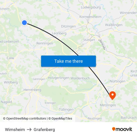 Wimsheim to Grafenberg map