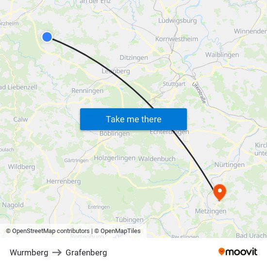 Wurmberg to Grafenberg map