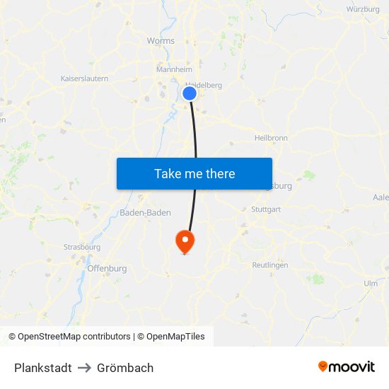 Plankstadt to Grömbach map