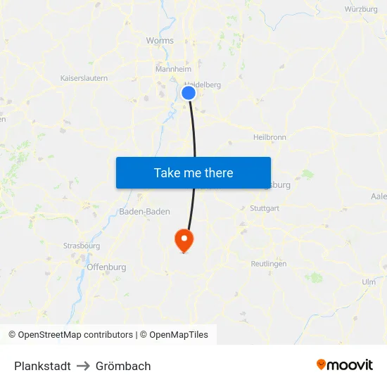 Plankstadt to Grömbach map