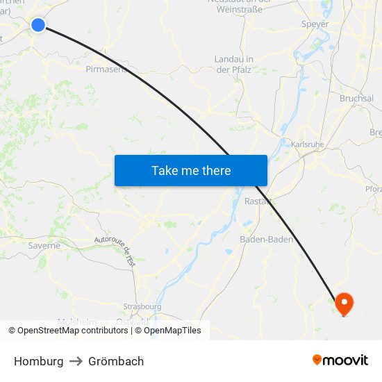 Homburg to Grömbach map