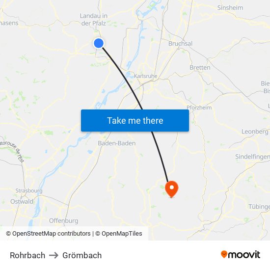 Rohrbach to Grömbach map