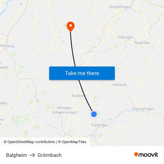 Balgheim to Grömbach map