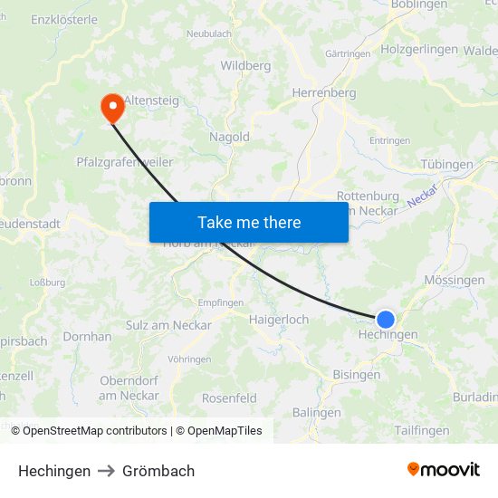 Hechingen to Grömbach map