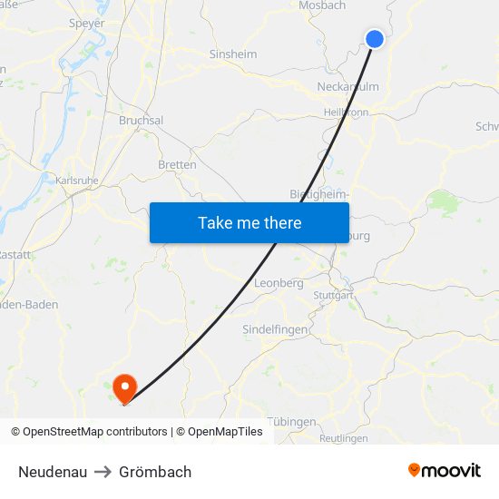 Neudenau to Grömbach map