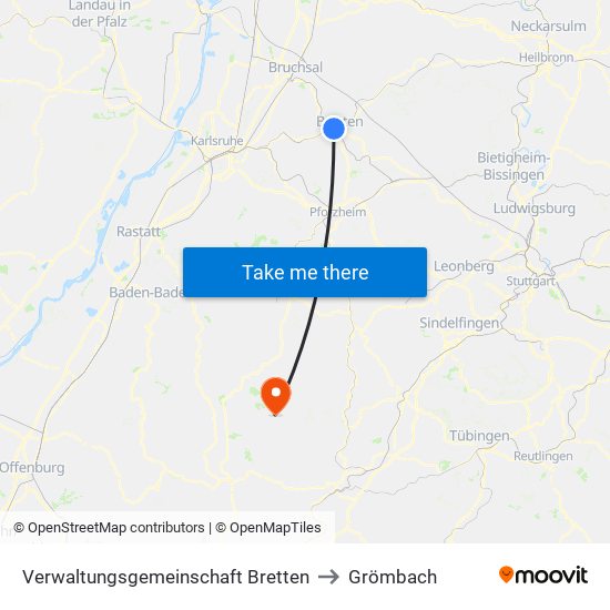 Verwaltungsgemeinschaft Bretten to Grömbach map