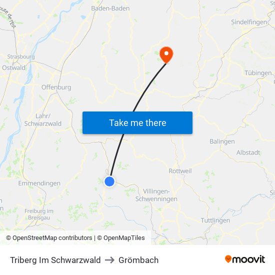 Triberg Im Schwarzwald to Grömbach map