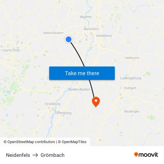 Neidenfels to Grömbach map
