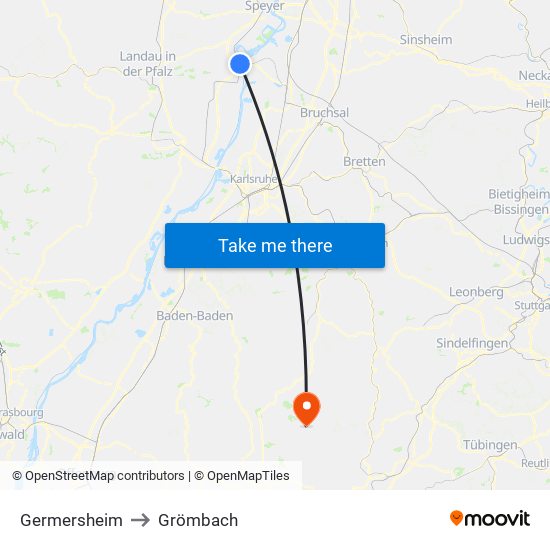 Germersheim to Grömbach map