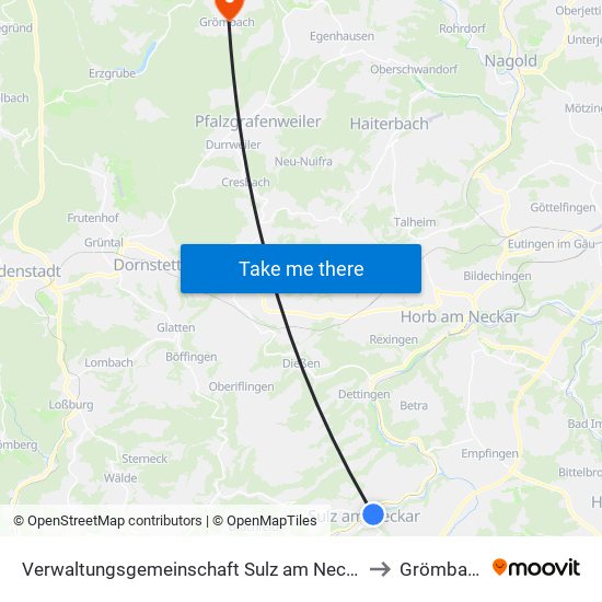 Verwaltungsgemeinschaft Sulz am Neckar to Grömbach map