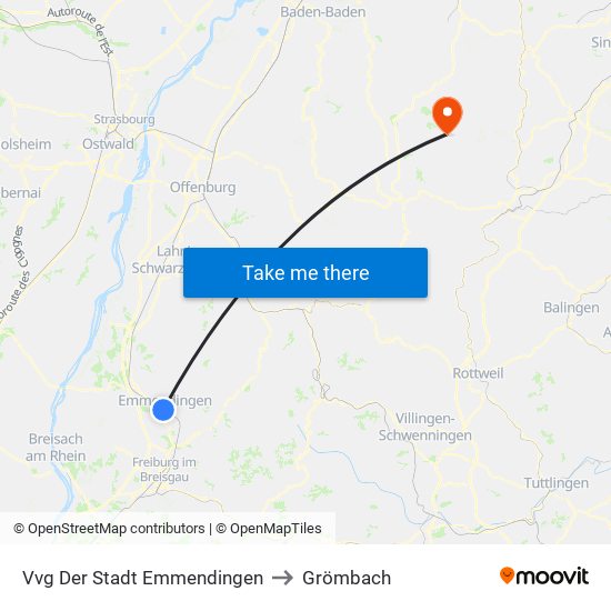 Vvg Der Stadt Emmendingen to Grömbach map