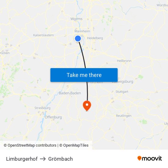 Limburgerhof to Grömbach map