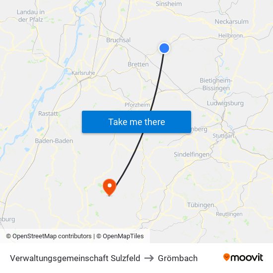 Verwaltungsgemeinschaft Sulzfeld to Grömbach map