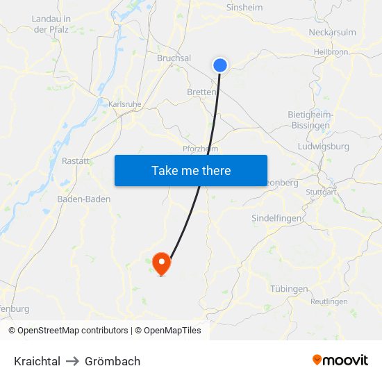 Kraichtal to Grömbach map