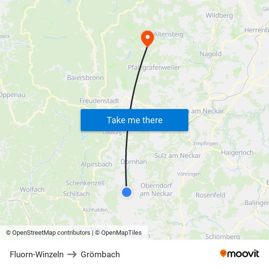 Fluorn-Winzeln to Grömbach map