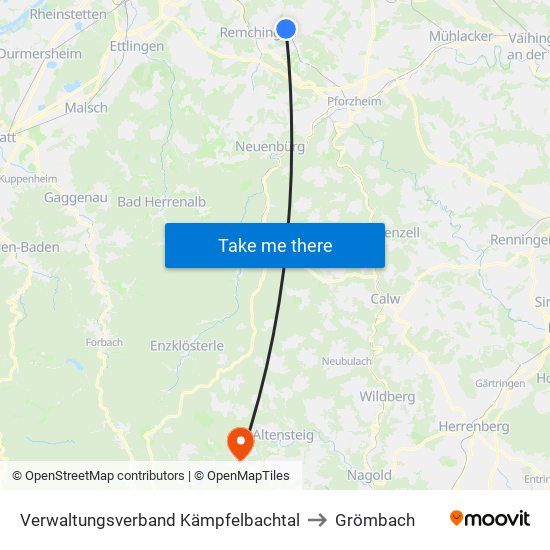 Verwaltungsverband Kämpfelbachtal to Grömbach map