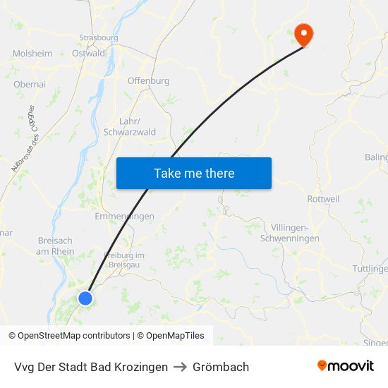 Vvg Der Stadt Bad Krozingen to Grömbach map