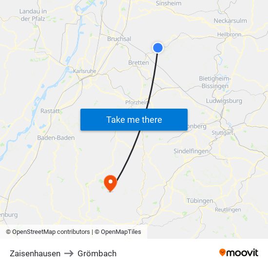 Zaisenhausen to Grömbach map