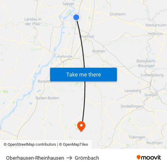 Oberhausen-Rheinhausen to Grömbach map