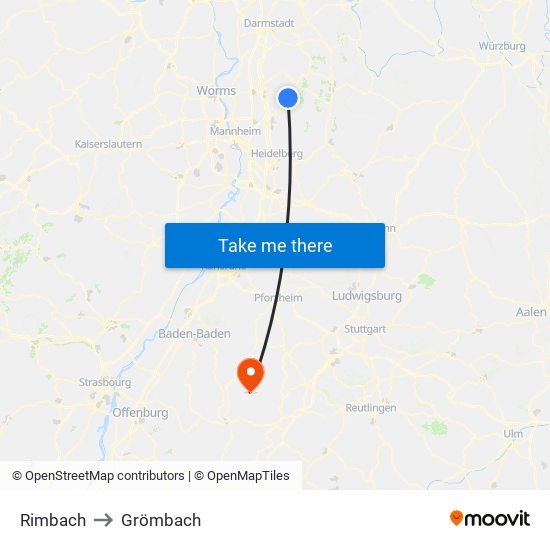 Rimbach to Grömbach map