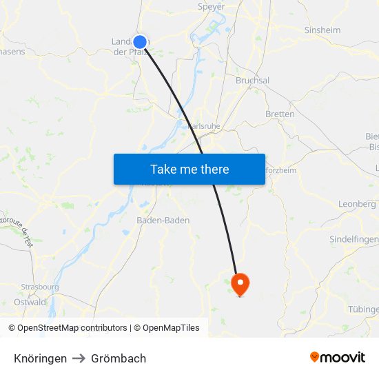 Knöringen to Grömbach map