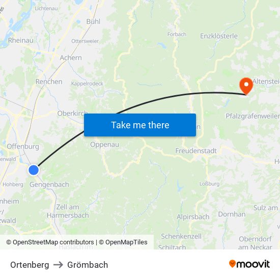 Ortenberg to Grömbach map