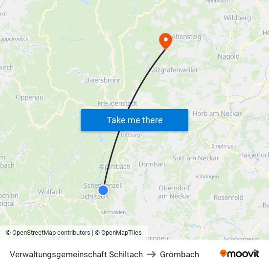 Verwaltungsgemeinschaft Schiltach to Grömbach map