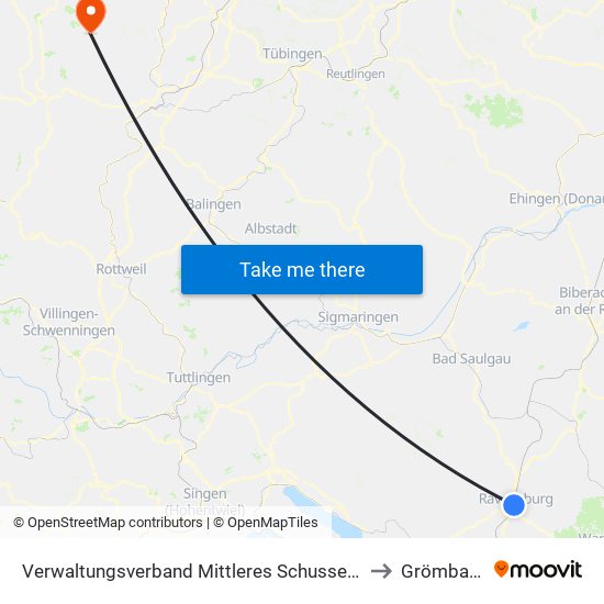 Verwaltungsverband Mittleres Schussental to Grömbach map