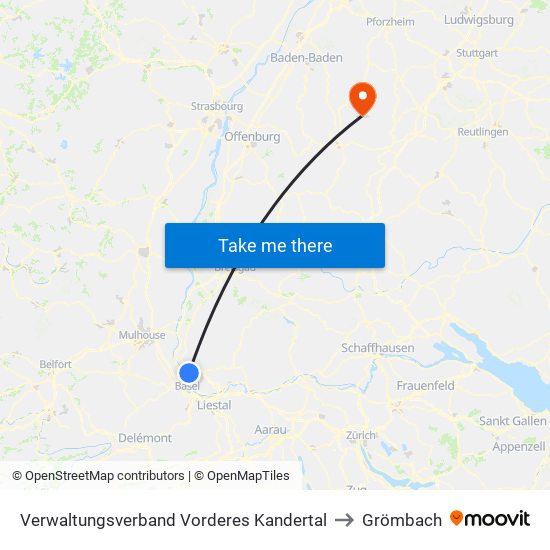 Verwaltungsverband Vorderes Kandertal to Grömbach map