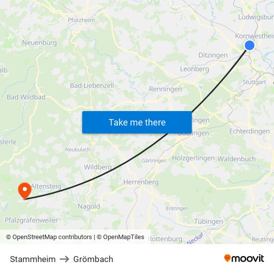 Stammheim to Grömbach map