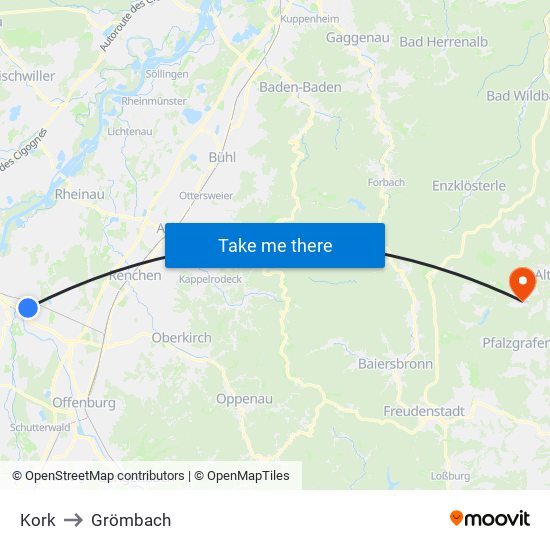 Kork to Grömbach map