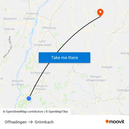 Offnadingen to Grömbach map